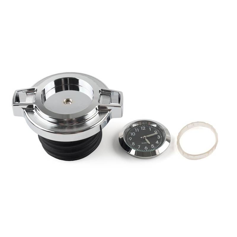 SIKUAI Kraftstoff Gas Öl Tankdeckel Abdeckung Mit Schwarz Uhr Chrom Aluminium Für der 2000+ Motorrad von generisch