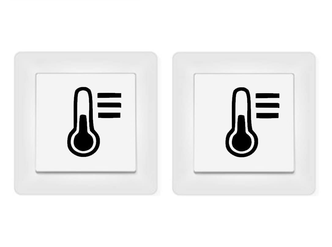 generisch 2X Thermometer Aufkleber Schalteraufkleber Schalter Klima Temperatur (246/2/7) (Schwarz Glanz, 4,5 x 3,5 cm) von generisch