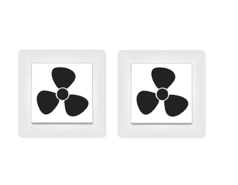 generisch 2X Ventilator Klima Lüftung Aufkleber Schalteraufkleber Schalter (246/5/1) (Silbergrau Glanz, 3,7 x 3,8 cm) von generisch