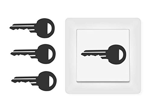 generisch 4 x Schlüssel Aufkleber Schalteraufkleber Schalter Kennzeichnung 254/6/5 (schwarz Glanz) von generisch