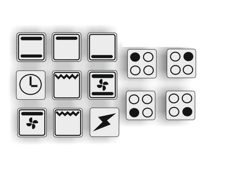 generisch EIN Set mit 13 Stück Herd Aufkleber E Herd Beschriftung Ofen Koch Schalter Zeichen Symbole (R29/1/3) (0,5 x 0,5 cm) von generisch