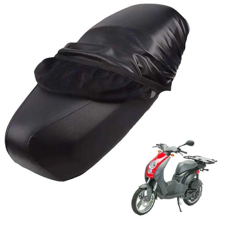 generisch Leder-sitzbezug Motorrad kompatibel mit Peugeot Ludix 2004-Present,Roller sitzbankbezug,wasserdicht,regendicht,staubdicht und sonnenfest (Black) von generisch