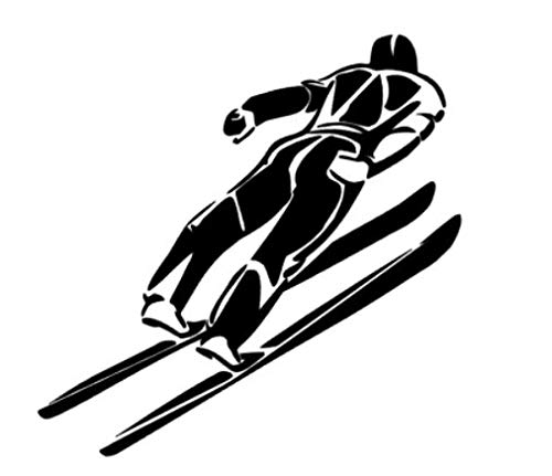 generisch Skispringer Skifahrer Skispringen 15cm 20cm 28cm Aufkleber Auto Wandtattoo (95/1) (Schwarz Glanz, 20 cm) von generisch