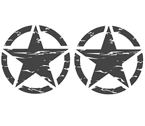 hegehof USA Set 2X Star Stern Aufkleber Retro Autoaufkleber in 15x15cm, 20x20cm oder 30x30cm je Stern (91/23/1) (dunkelgrau matt, 15x15cm) von hegehof