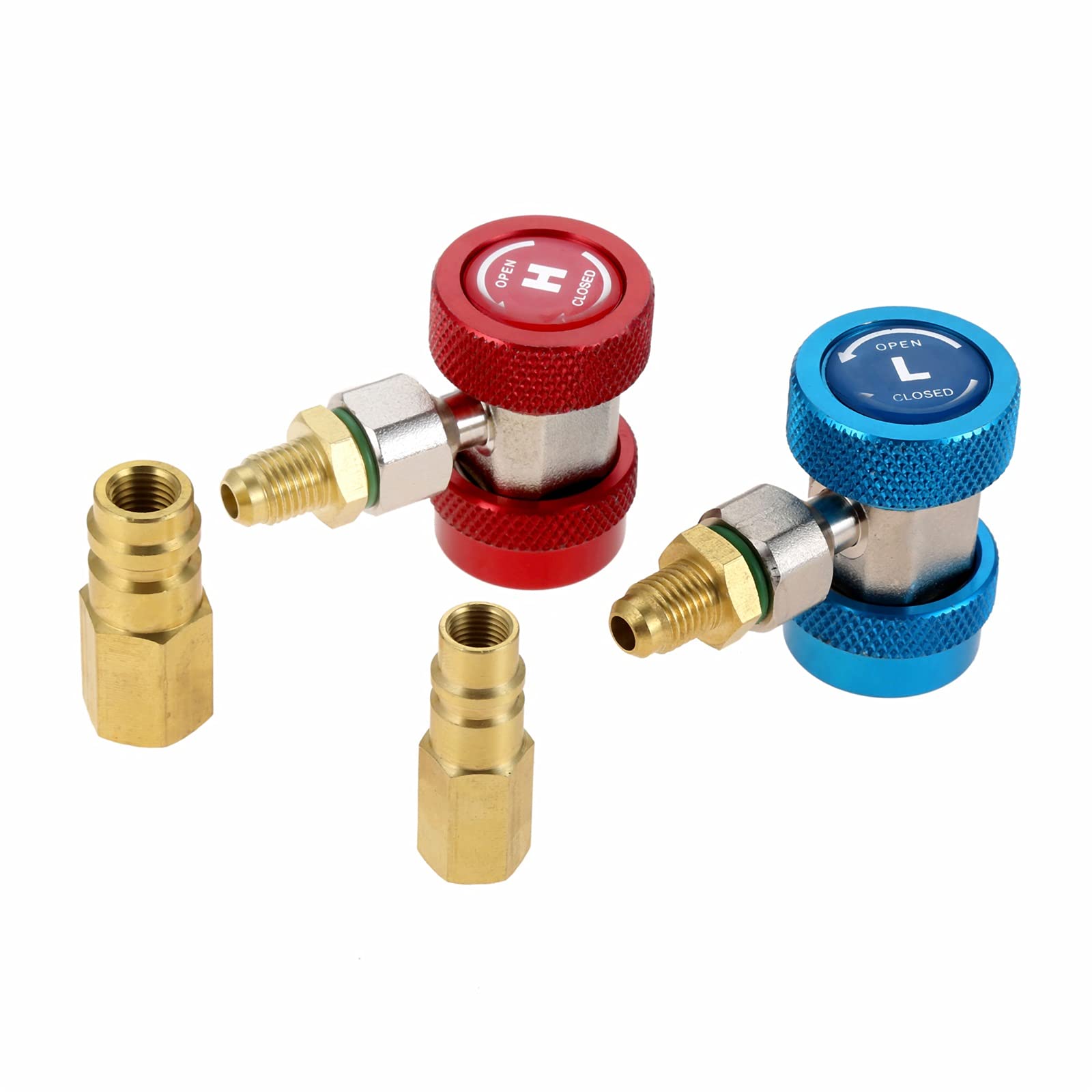 gohantee R134A Adapter Fittings AC Schnellkupplung Einstellbar SAE 1/4 Zoll, High Low AC Freon Manifold Gauge Schlauch Umrüstsatz mit 2Pcs R22 R12 R502 auf R134A Umrüstsadapter gohantee R134A Adapter Fittings AC Schnellkupplung Einstellbar SAE 1/4 Zoll, High Low AC Freon Manifold Gauge Schlauch Umrüstsatz mit 2Pcs R22 R12 R502 auf R134A Umrüstsadapter von gohantee
