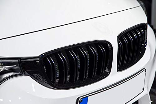 Passend für 3er F30 F31 Schwarz Glanz Kühler- Sport- Front- Rippen- Grill Doppelsteg Links Rechts Set 2011-2019 von goingfast