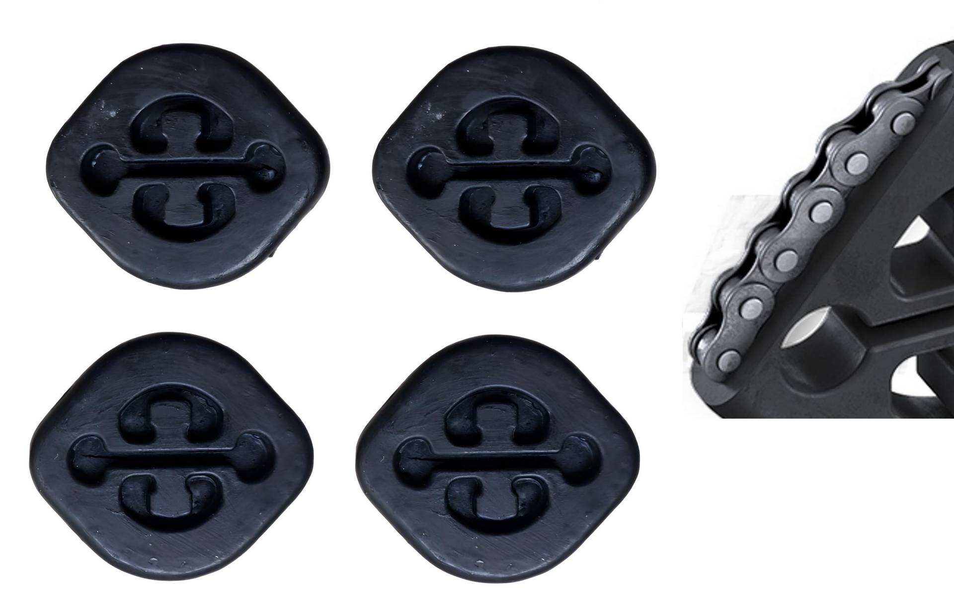 4x Schalldämpfer Halter Auspuff Gummi passend für Mercedes R107 SL verstärkt mit einvulkanisierter Kette 4x Schalldämpfer Halter Auspuff Gummi passend für Mercedes R107 SL verstärkt mit einvulkanisierter Kette von goingfast