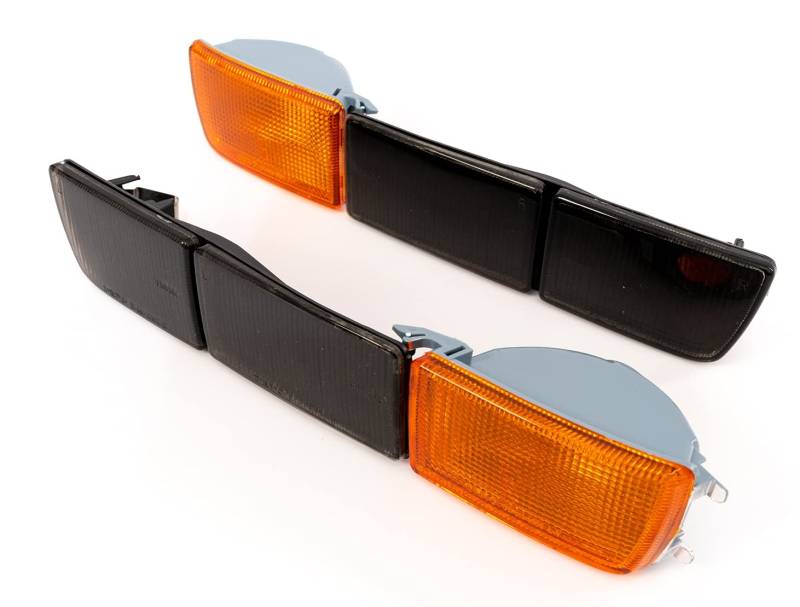 Front- Blinker Orange Blinkleuchten + lange Blenden Schwarz Set Links+Rechts Eintragungsfrei von goingfast