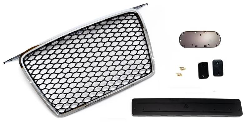 Kompatibel mit A3 8P Kühlergrill Wabengrill Front Grill Schwarz Chrom 05-08 von goingfast