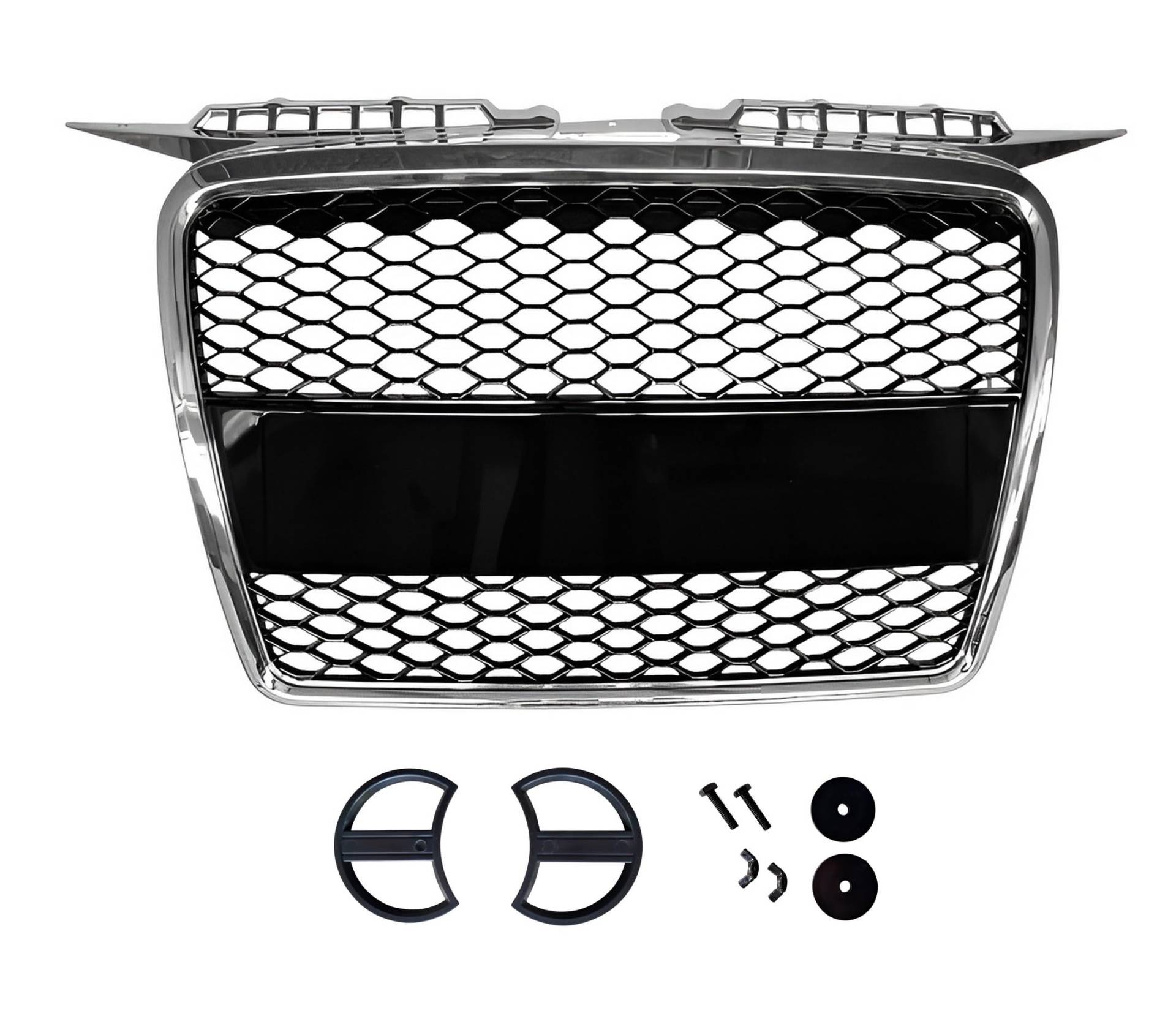 Kompatibel mit A3 8P Kühlergrill Wabengrill Front Grill Schwarz Chrom mit Emblemhalter 05-08 Kompatibel mit A3 8P Kühlergrill Wabengrill Front Grill Schwarz Chrom mit Emblemhalter 05-08 von goingfast