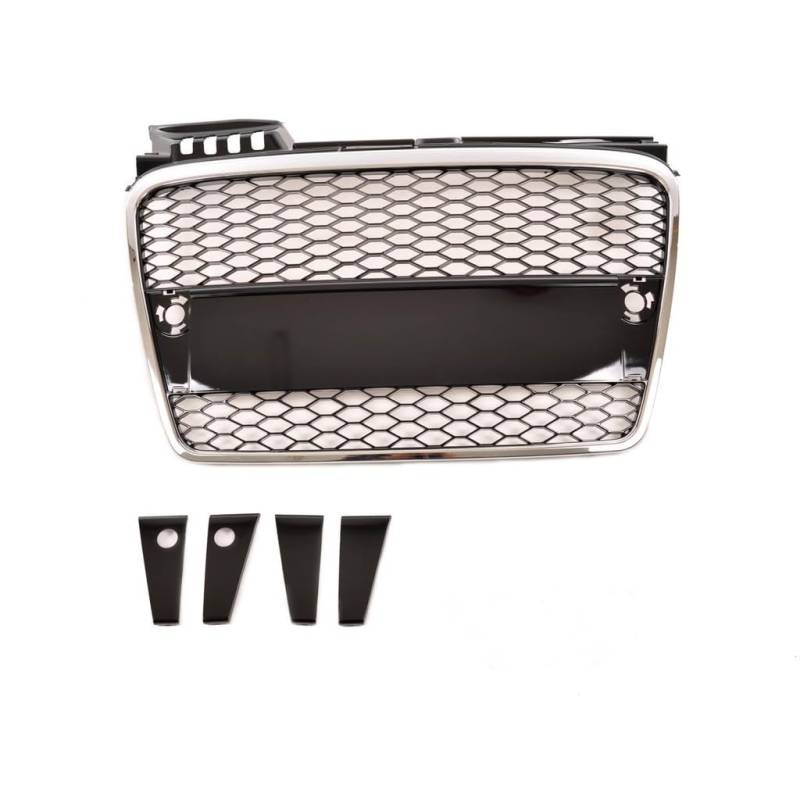 Kompatibel mit A4 B7 04-09 Waben Grill Kühlergrill Sport Front Grill Schwarz Chrom von goingfast