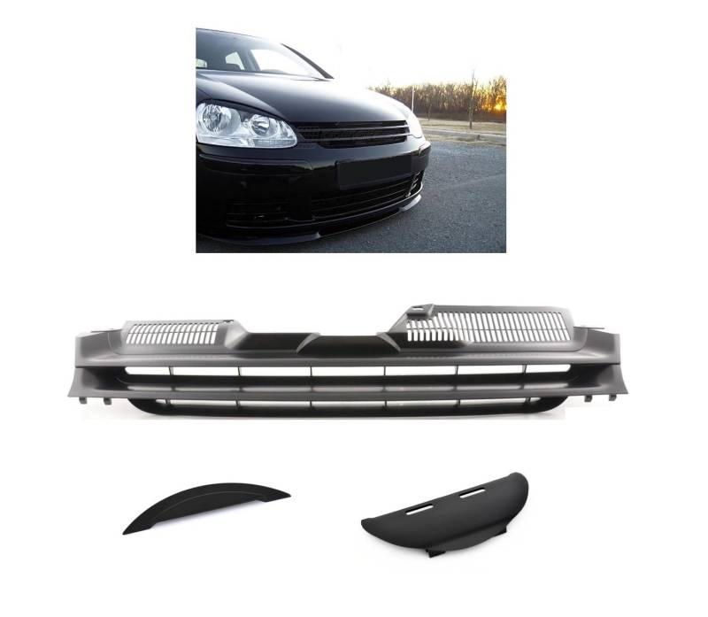Kühler- Sport- Front- Rippen- Grill ohne Emblem Schwarz Eintragungsfrei von goingfast