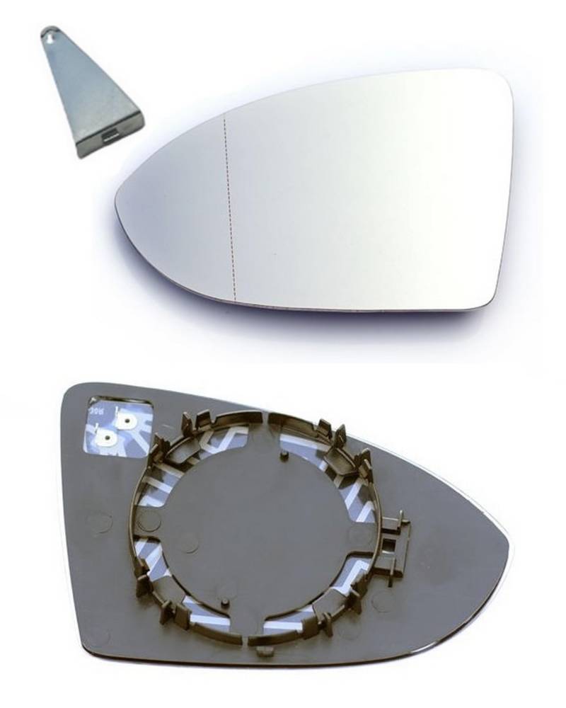 Passend für Golf 7 Spiegelglas mit Metallclip Links Fahrerseite Beheizbar Asphärisch mit Trägerplatte von goingfast
