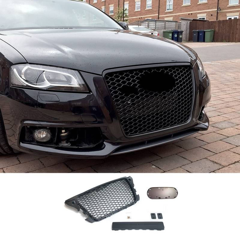 Passend für Audi A3 8P Kühlergrill Wabengrill Front Grill Emblemhalter ohne PDC von goingfast