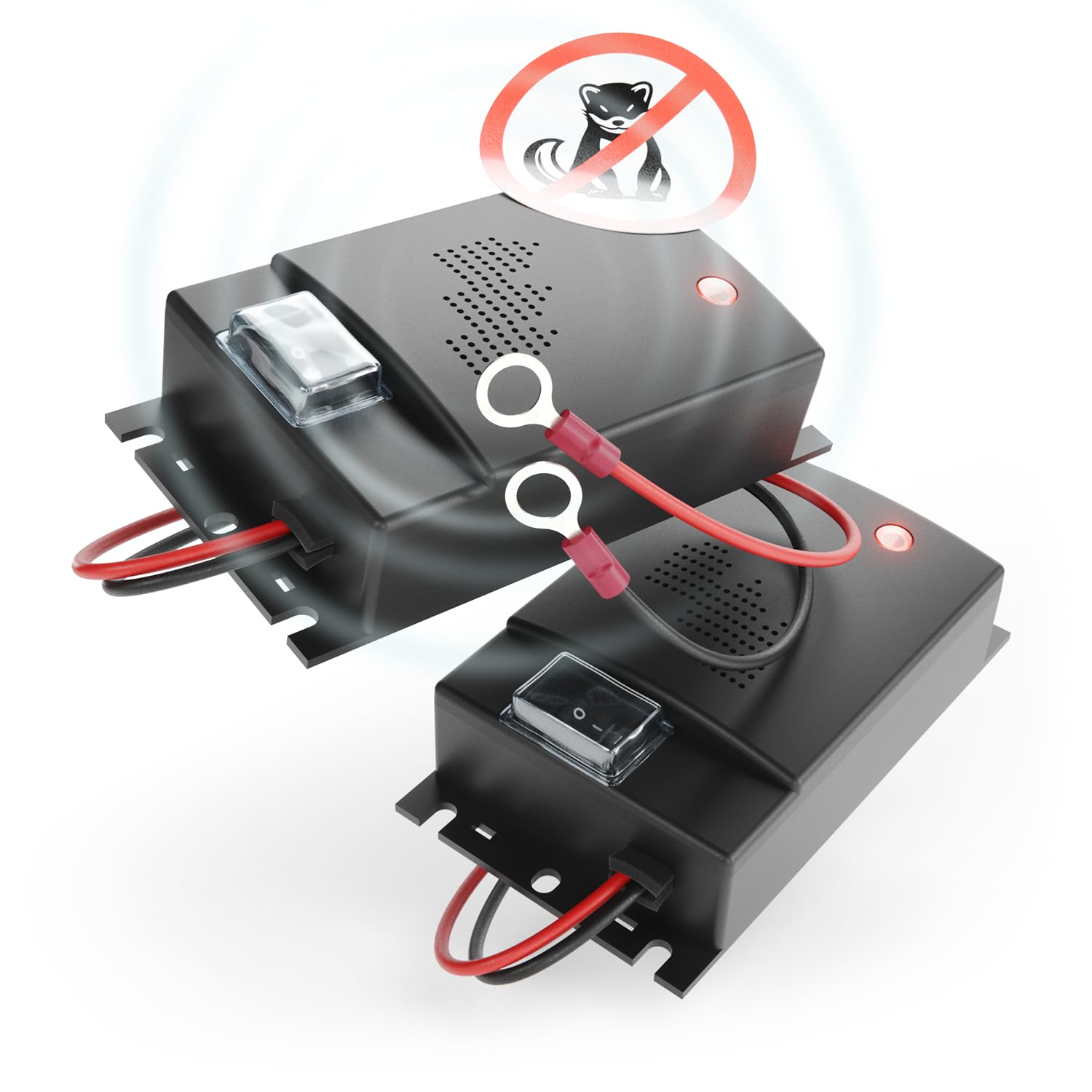 greate 2X Marderschreck Auto mit 12V Batterieanschluss - Marderschrecker Auto für Motorraum - Mader Abwehr, Marderschutz für Auto, Marderabwehr Auto, Marder Ultraschall, Maderschrecker Auto von greate.