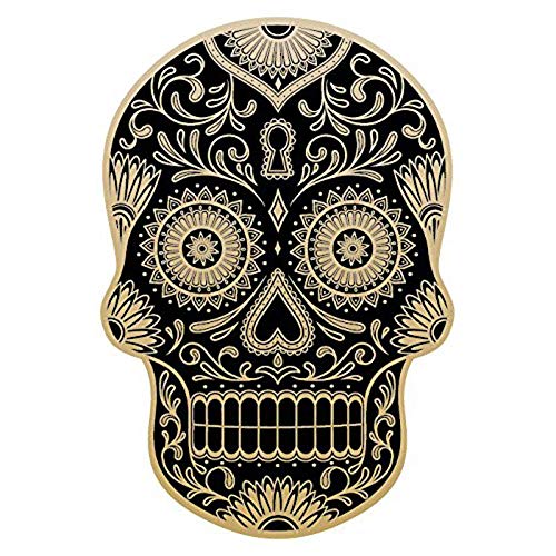 greestick Aufkleber Totenkopf 10x13cm schwarz Gold by Sticker Mexikanisch Biker Skull Decal Vinyl von greestick
