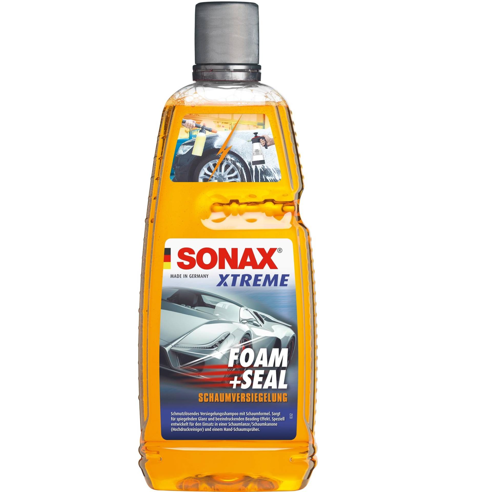 SONAX XTREME Foam+Seal (1 Liter) schmutzlösendes Versiegelungsshampoo mit Schaumformel, gibt maximalen Glanz zurück & frischt vorhandene Versiegelungen auf | Art-Nr. 02513000 von SONAX