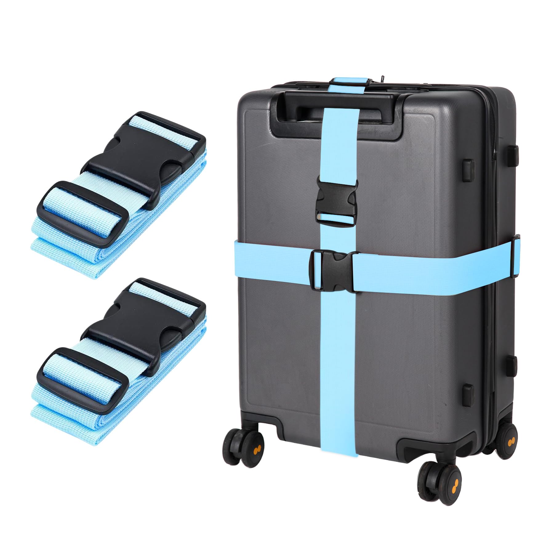 Blau Koffergurt Koffer Band 195cm Gepäckgurt Lang Koffer Gepäckgurte Kofferband Gurt Kofferbänder 2er Set,Verstellbare Koffer Gepäckgurte Luggage Strap für Koffer von guangyuan