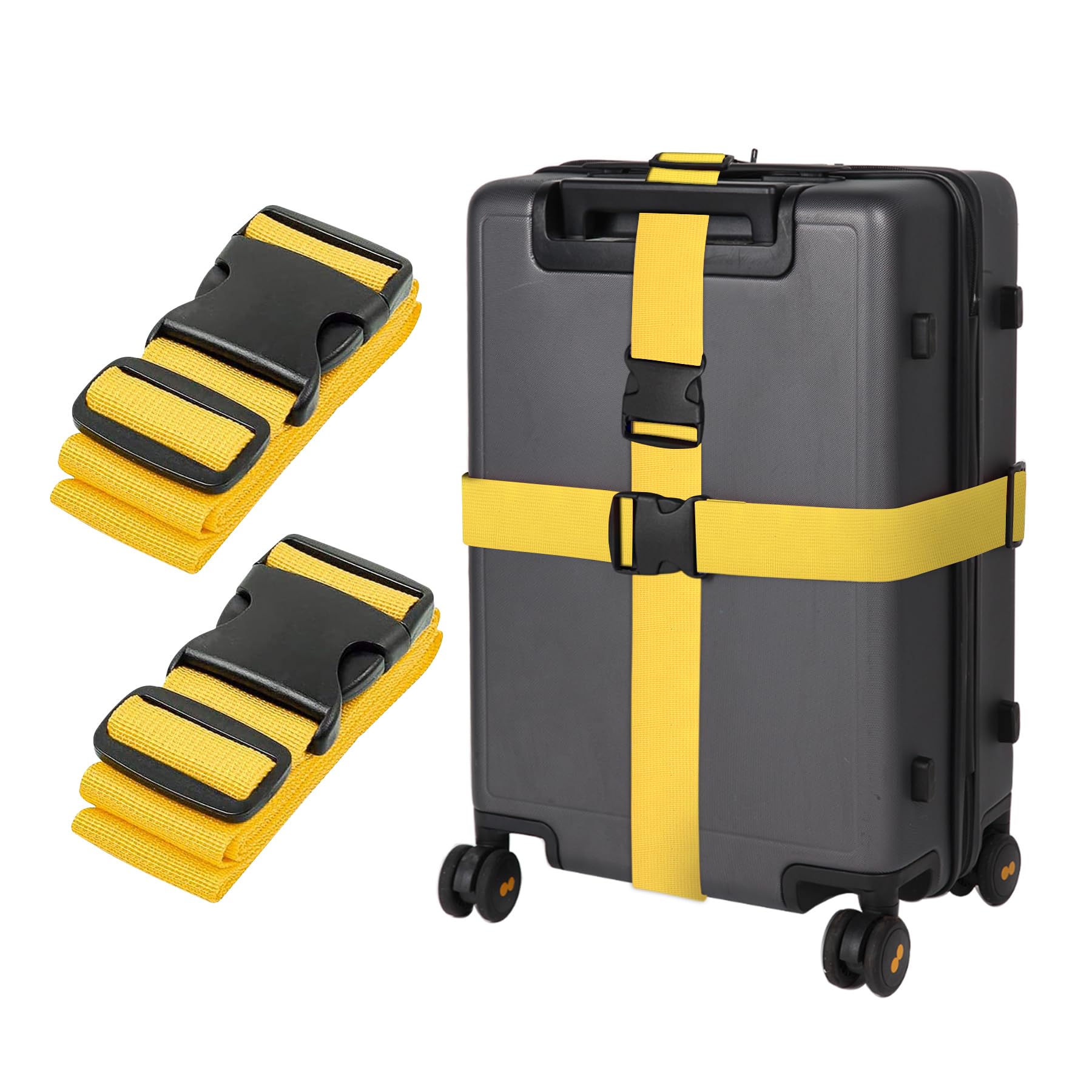 Gelb Koffergurt Koffer Band 195cm Gepäckgurt Lang Koffer Gepäckgurte Kofferband Gurt Kofferbänder 2er Set,Verstellbare Koffer Gepäckgurte Luggage Strap für Koffer von guangyuan