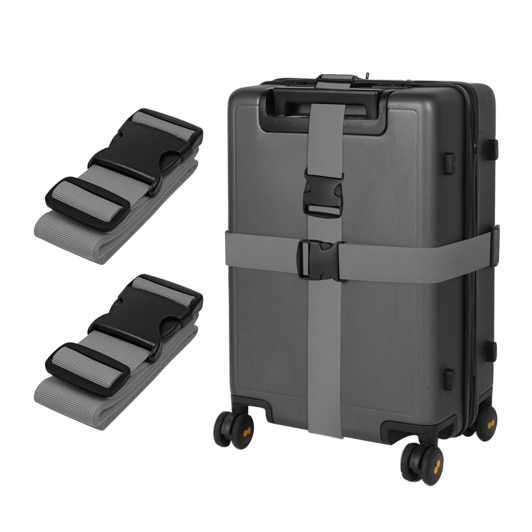 Grau Koffergurt Koffer Band 195cm Gepäckgurt Lang Koffer Gepäckgurte Kofferband Gurt Kofferbänder 2er Set,Verstellbare Koffer Gepäckgurte Luggage Strap für Koffer von guangyuan