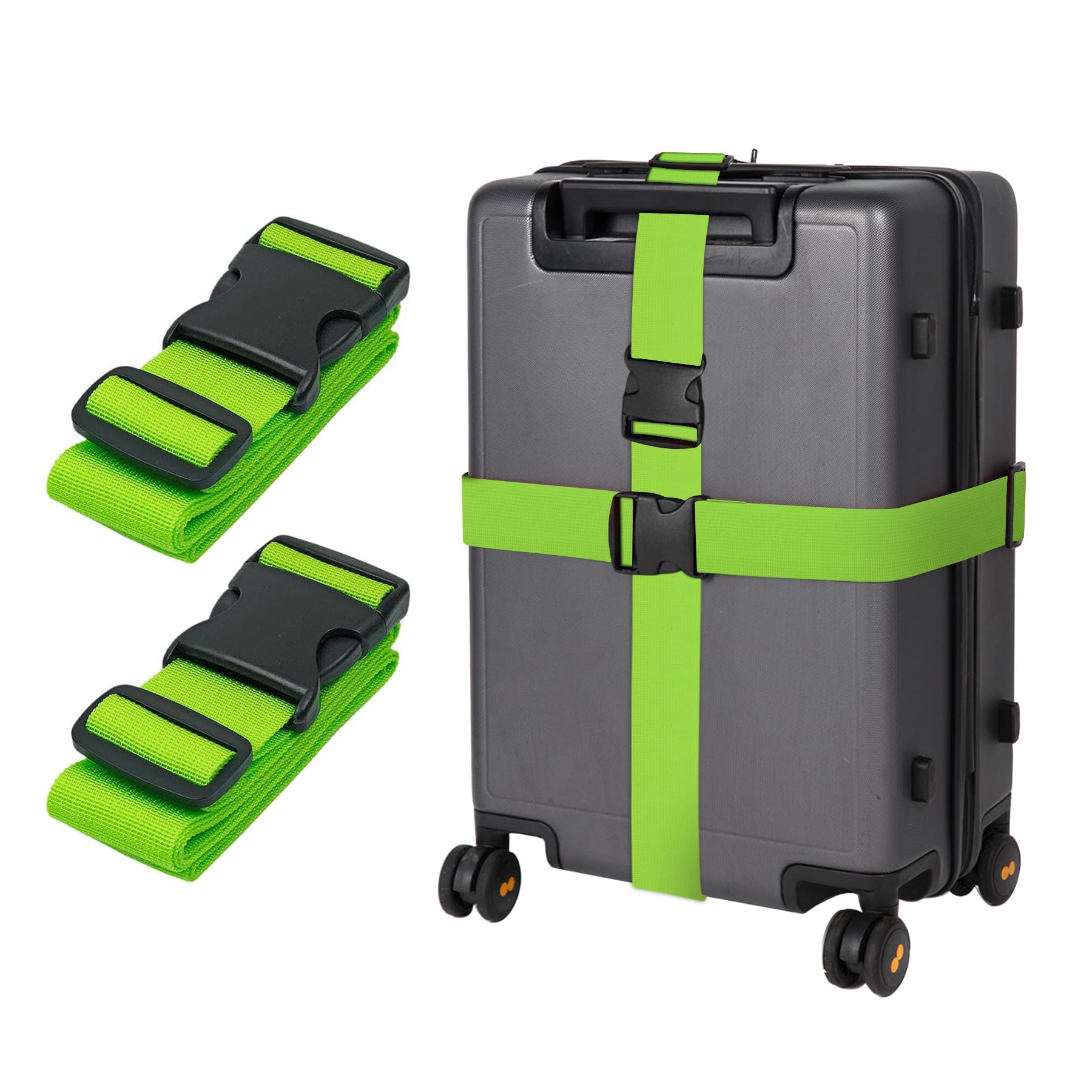 Grün Koffergurt Koffer Band 198cm Gepäckgurt Lang Koffer Gepäckgurte Kofferband Gurt kofferbänder 2er Set,Verstellbare Koffer Gepäckgurte Luggage Strap für Koffer von guangyuan