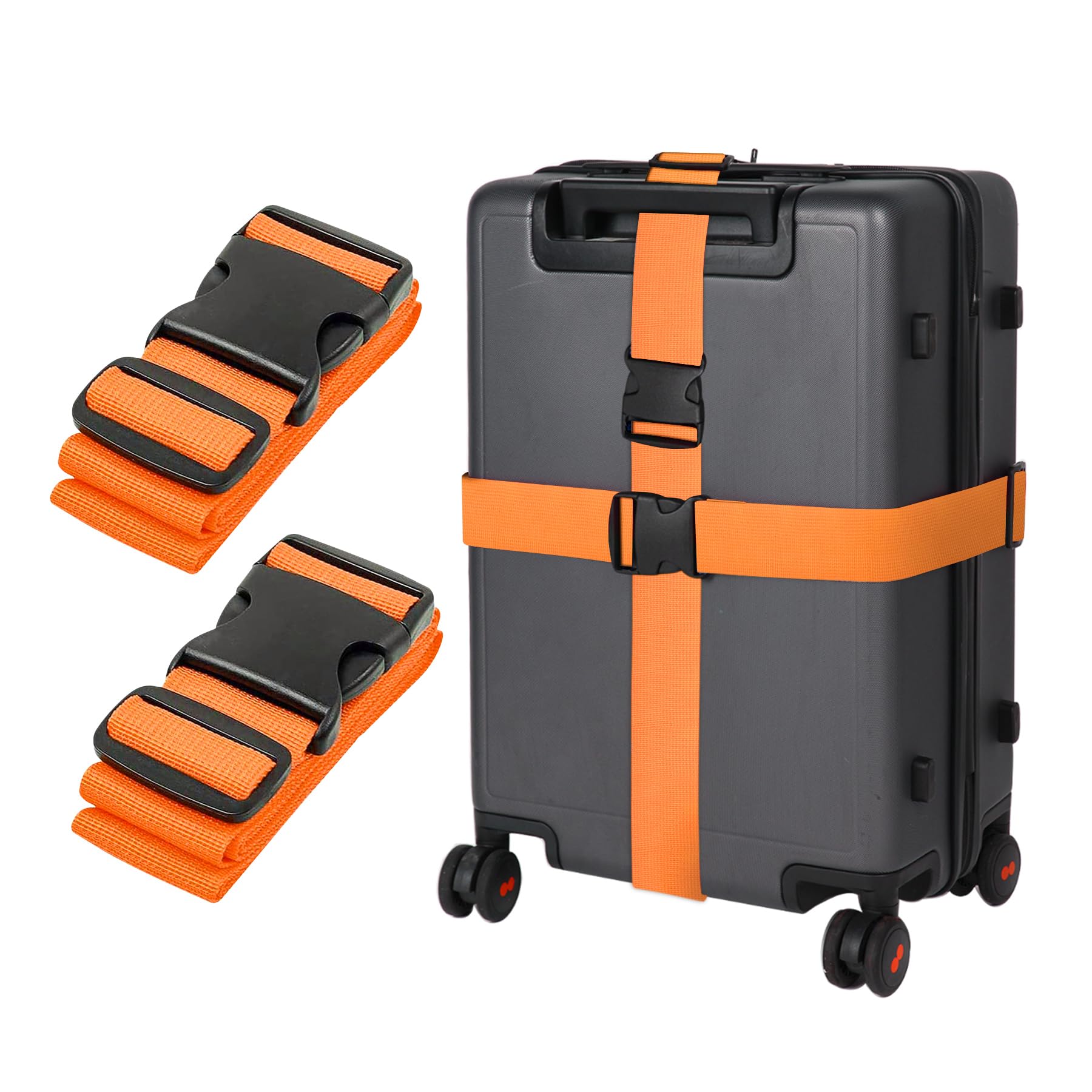 Orange Koffergurt Koffer Band 195cm Gepäckgurt Lang Koffer Gepäckgurte Kofferband Gurt Kofferbänder 2er Set,Verstellbare Koffer Gepäckgurte Luggage Strap für Koffer von guangyuan