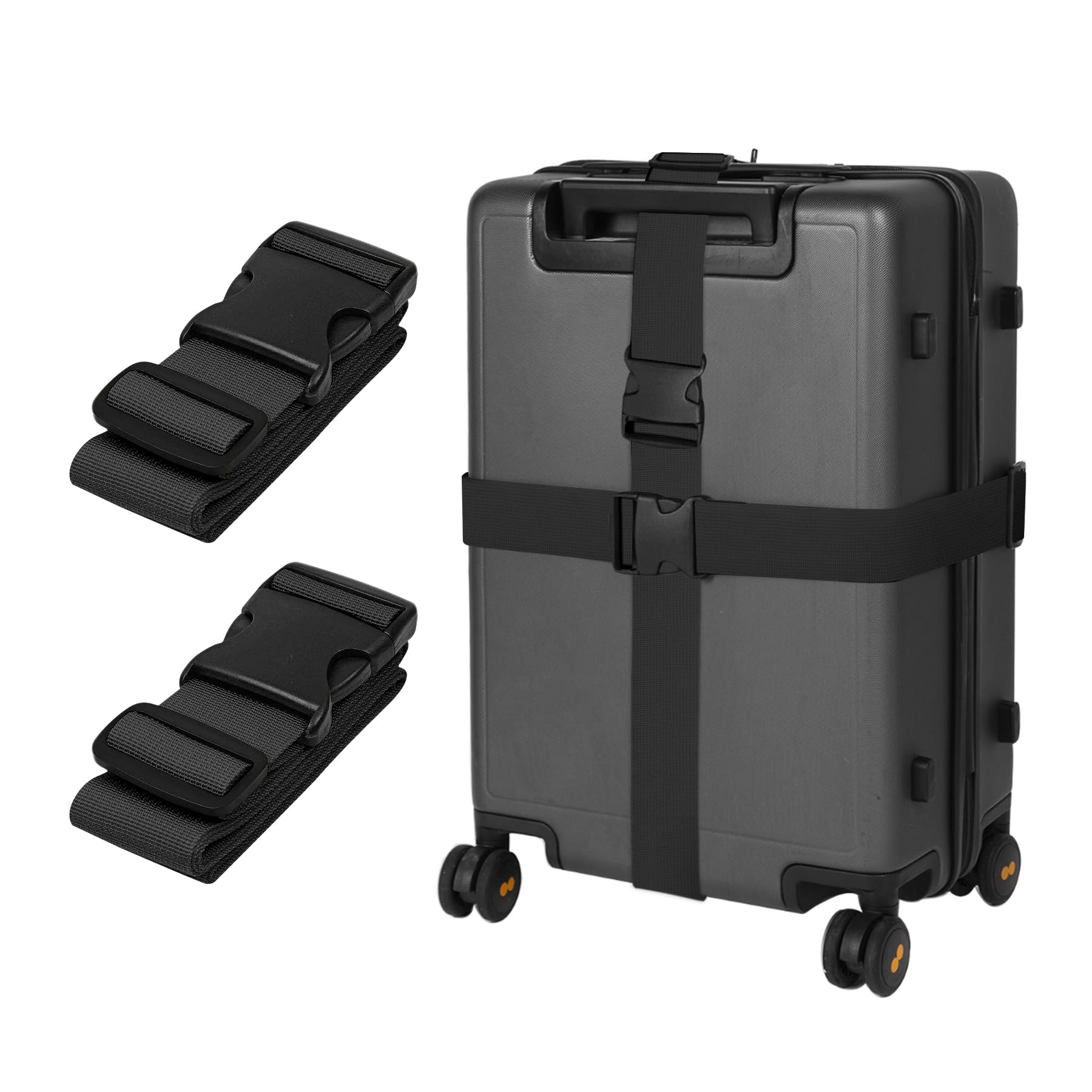 Schwarz Koffergurt Koffer Band 195cm Gepäckgurt Lang Koffer Gepäckgurte Kofferband Gurt Kofferbänder 2er Set,Verstellbare Koffer Gepäckgurte Luggage Strap für Koffer von guangyuan