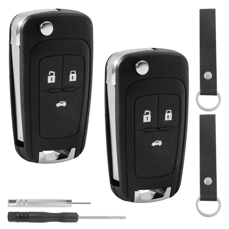 2 Stück Autoschlüssel Gehäuse 3 Tasten Kompatibel für Opel Astra J Insignia Mokka Meriva B Zafira Tourer Vauxhall Fernbedienung Schlüsselgehäuse Klapp Auto Schlüssel Gehäuse mit Schlüsselanhänger von guobinZH