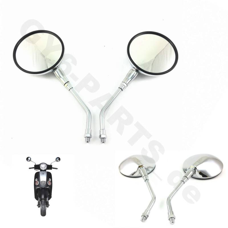 RÜCK SPIEGEL/ROLLER SPIEGEL SET RUND in CHROME mit M10 RECHTSGEWINDE für RETRO CRUISER BENZHOU YIYING YY50QT-21 - FIRENZE 50 - ZNEN und baugleiche GY6 CHINA ROLLER von gy6-ersatzteile_de