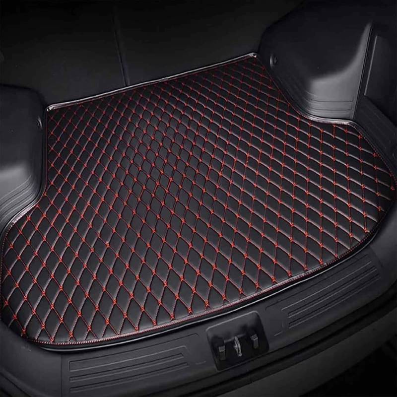 Auto Leder Kofferraummatten für Ford Kuga 3 MK3 ST Line 2020-2024 2025, Langlebiges Wasserdicht Kratzfest Kofferraumwanne Schutzmatte Innenraum ZubehöR,Black-Red von haozong