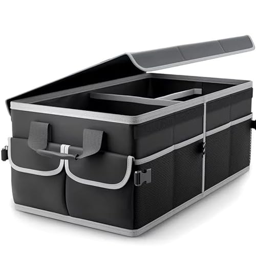 Kofferraum Organizer für Audi A6 Avant C8 2018-2023, Kofferraumtasche mit Deckel Stabil & rutschfest Verstellbare Sicherungsriemen Auto Faltbox von haozong