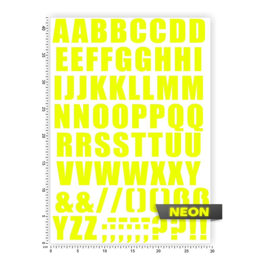 Bogengröße A3 - Alphabet - Buchstaben - Letters - ABC IN 15 Farben - Neon + Chrom! Sticker Aufkleber von hauptsachebeklebt