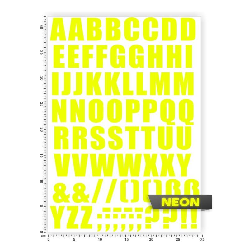 Bogengröße A3 - Alphabet - Buchstaben - Letters - ABC IN 15 Farben - Neon + Chrom! Sticker Aufkleber von hauptsachebeklebt