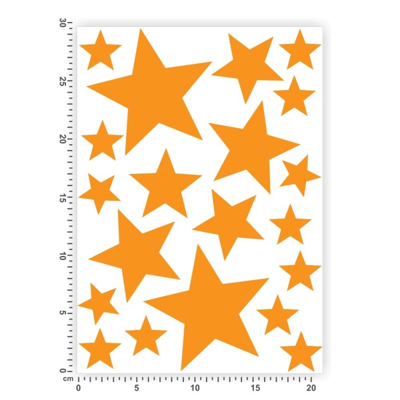 Bogengröße A4 - Sterne - Selbstklebende Folie - Stars Set1 IN 15 Farben - Neon + Chrom! Sticker Aufkleber von hauptsachebeklebt