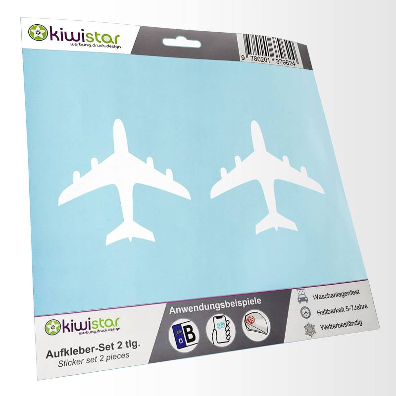 - 2X Kennzeichenaufkleber -Flugzeug - Airplane Aufkleber für Auto, Laptop, Fahrrad, LKW, Motorrad Mehrfarbig JDM Decal Racing von hauptsachebeklebt