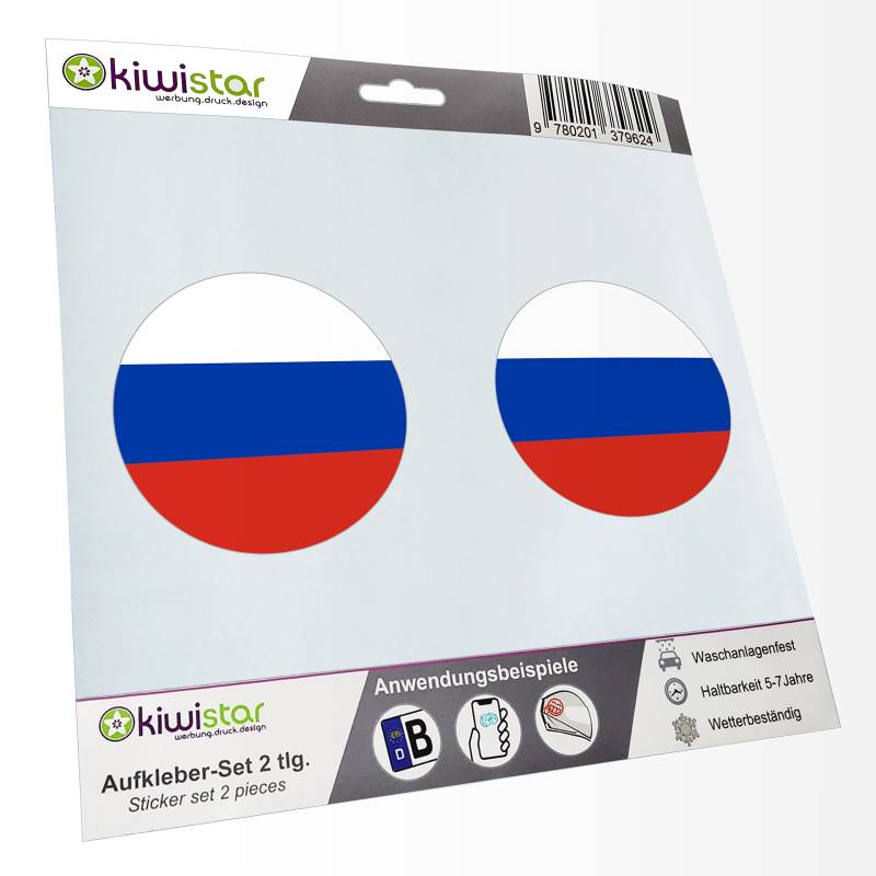 KIWISTAR - 2X Kennzeichenaufkleber - Russland - Kennzeichen Aufkleber Sticker Nummernschild Land Country Nation von hauptsachebeklebt