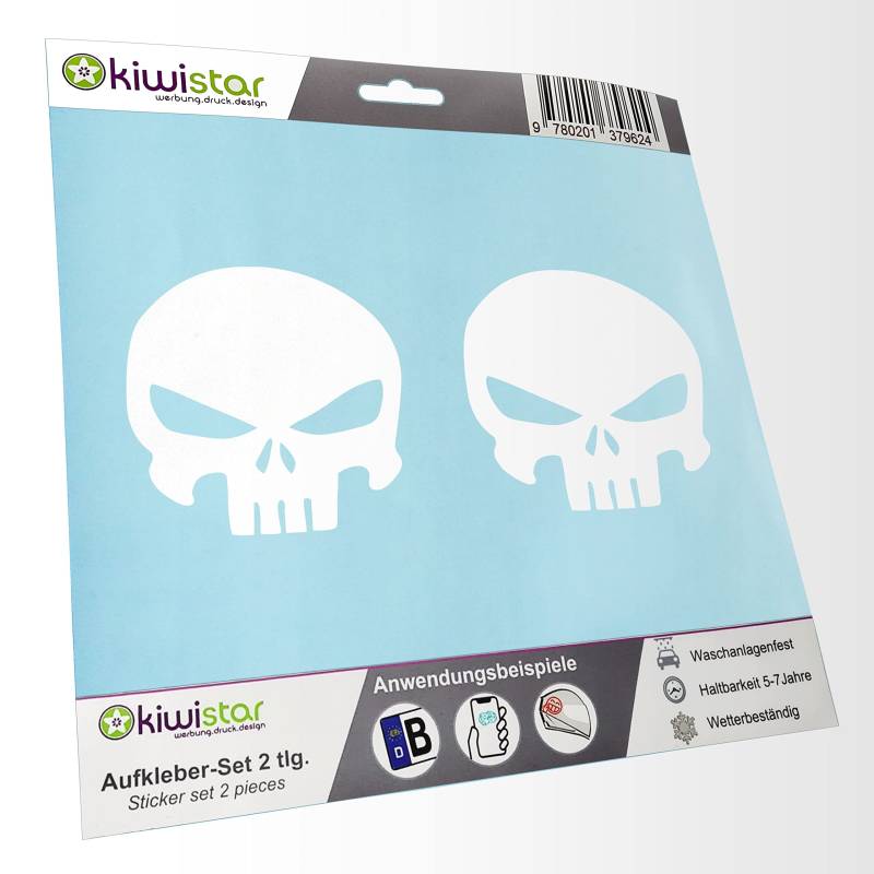 - 2X Kennzeichenaufkleber - Skull Schädel Aufkleber für Auto, Laptop, Fahrrad, LKW, Motorrad Mehrfarbig JDM Decal Racing von hauptsachebeklebt