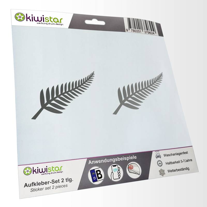 - 2X Kennzeichenaufkleber -Silver Fern - Neuseeland - Kiwis Aufkleber für Auto, Laptop, Fahrrad, LKW, Motorrad Mehrfarbig JDM Decal Racing von hauptsachebeklebt