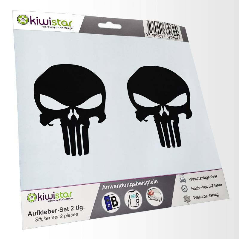 - 2X Kennzeichenaufkleber -Totenkopf - Todessymbol Aufkleber für Auto, Laptop, Fahrrad, LKW, Motorrad Mehrfarbig JDM Decal Racing von hauptsachebeklebt