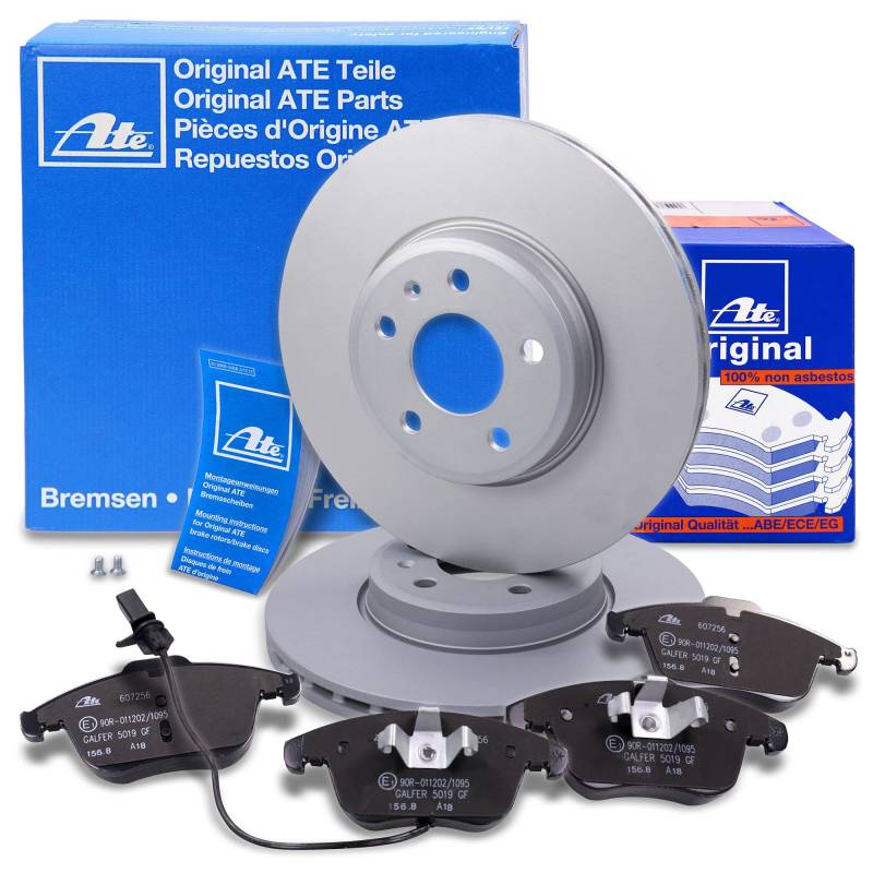 ATE Bremsenset Vorderachse inkl. Bremsscheiben vorne Ø 314 mm belüftet und Bremsbeläge vorne + Verschleißkontakt Kompatibel mit AUDI A4, A5 (8T3), A5 Cabriolet (8F7), A5 Sportback (8TA) von hegehof