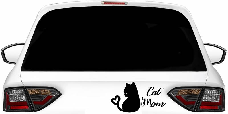 Generisch Lustige Auto Aufkleber Cat Mom Car Decals Katzen Sticker Windschutzscheiben Karosserie (Schwarz) von hegehof
