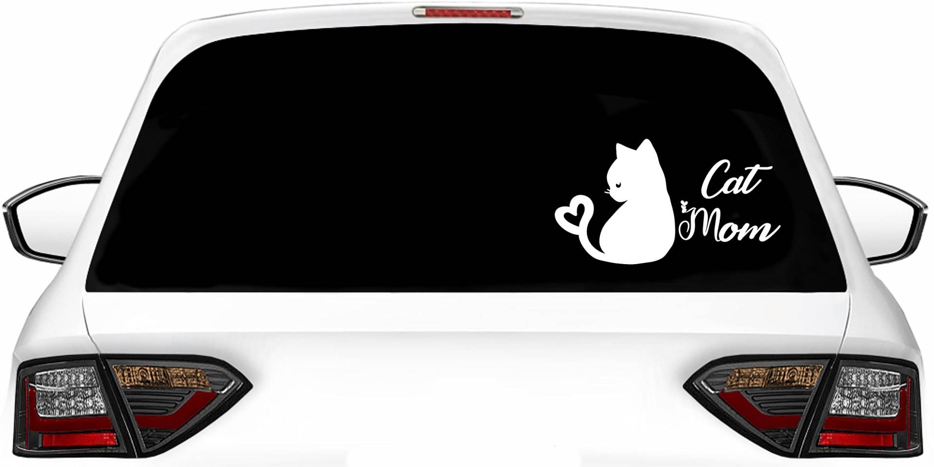 Generisch Lustige Auto Aufkleber Cat Mom Car Decals Katzen Sticker Windschutzscheiben Karosserie (Weiß) von hegehof