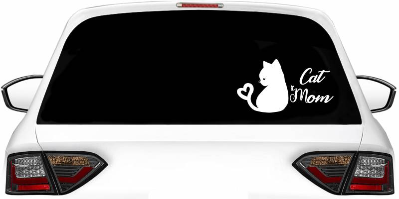 Generisch Lustige Auto Aufkleber Cat Mom Car Decals Katzen Sticker Windschutzscheiben Karosserie (Weiß) von hegehof