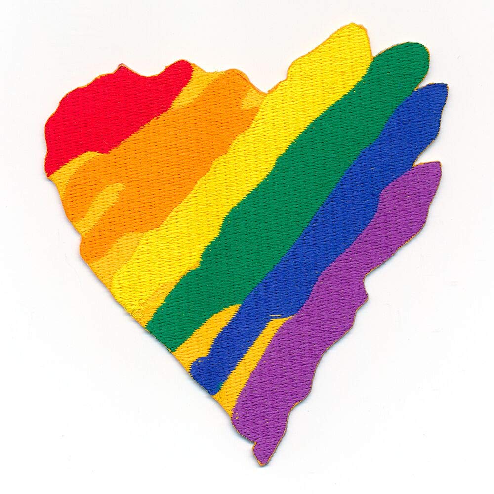 26 x 28 mm Regenbogen Herz LGBT Rainbow Heart Patch Aufnäher Aufbügler 1998 Mini von hegibaer
