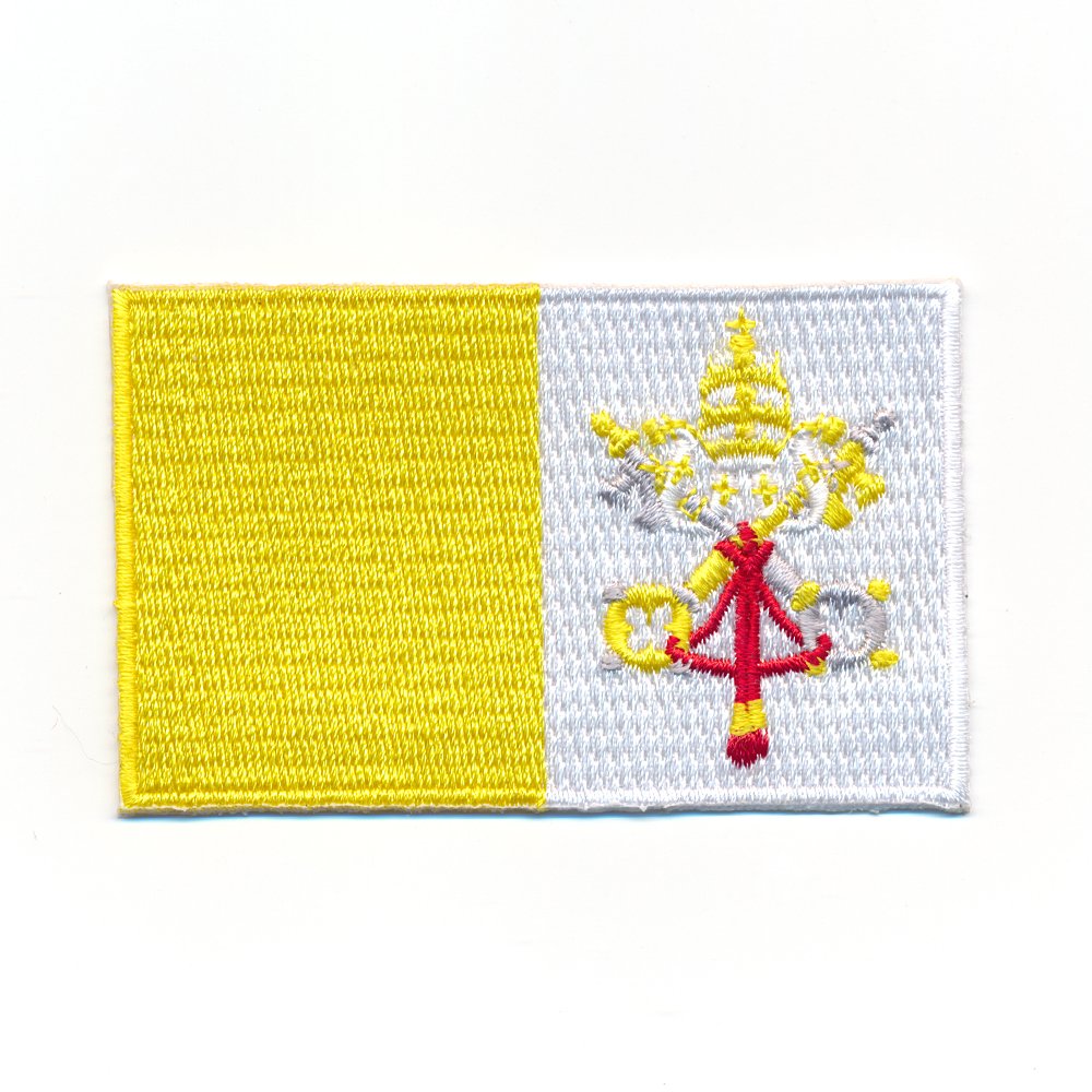 40 x 25 mm Rom Vatikanstadt Vatikan Papst Kirche Flagge Flag Aufnäher Aufbügler 0976 A von hegibaer