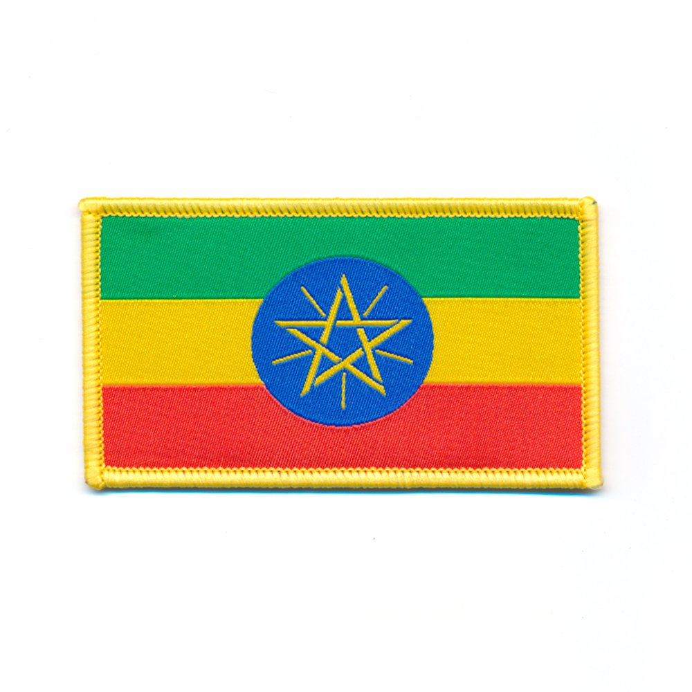 hegibaer 50 x 28 mm Äthiopien Addis Abeba Flagge Flag Emblem Aufnäher Aufbügler 0877 A von hegibaer