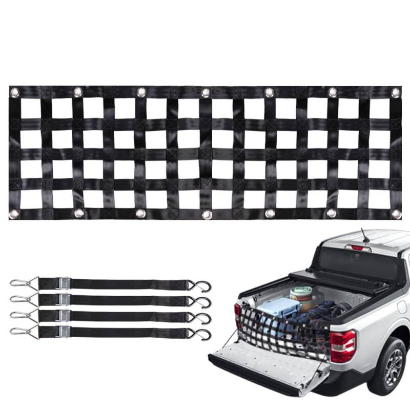 heninhill Gepäcknetz für Pickup LKW, Ladeflächennetz Heckklappe Frachtnetz zur Ladungssicherung für Pickup LKW Anhänger (137x45cm) von heninhill