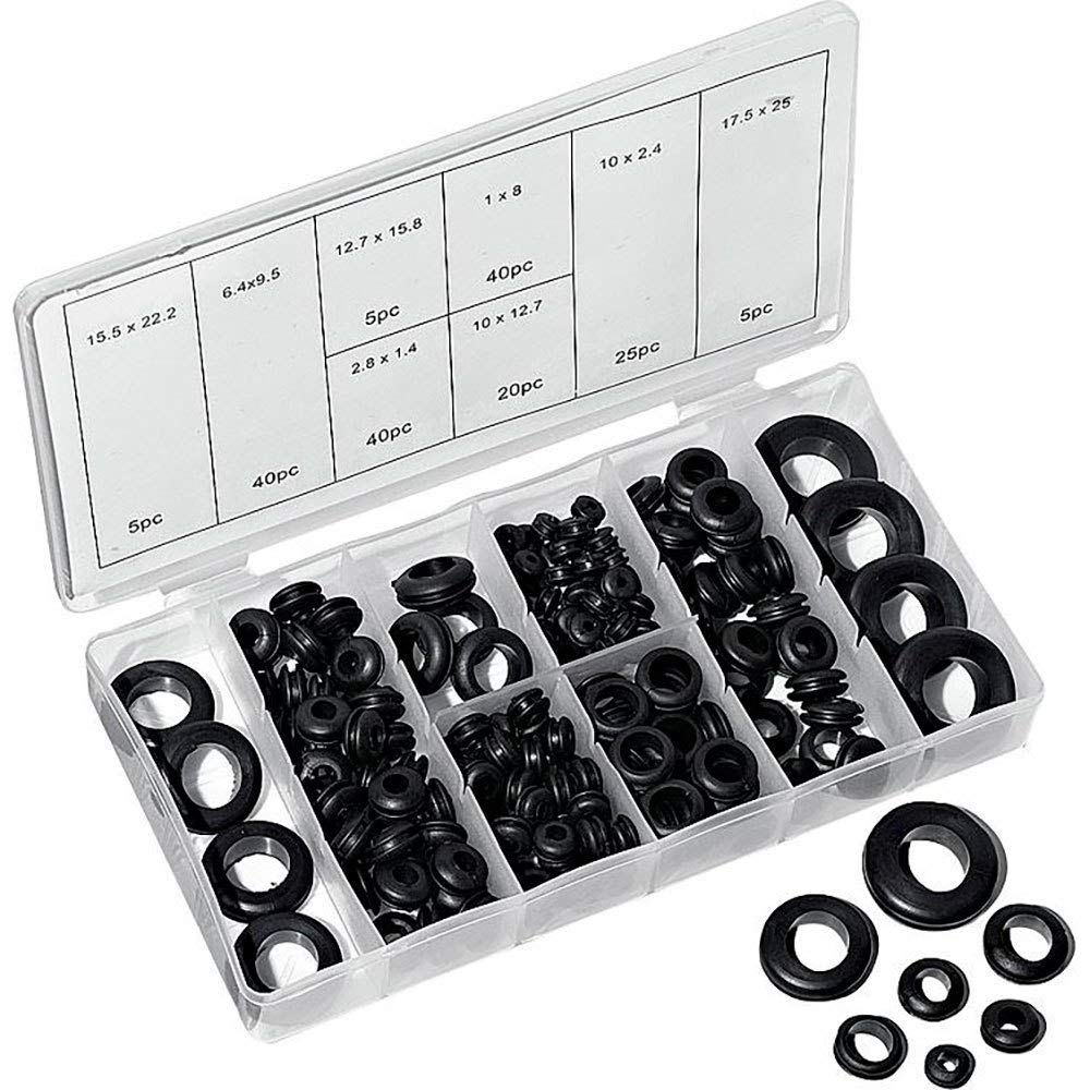 Hi-Q Tools Gummipuffersortiment 8 Größen-180-teilig für Motorrad & Auto grau von hi-Q Tools