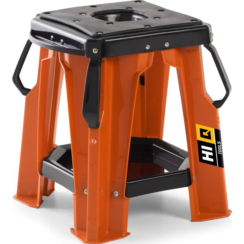 Hi-Q Tools Werkstatt-Hocker - Standsicher bis 200Kg - Mit Werkzeugablage schwarz von hi-Q Tools