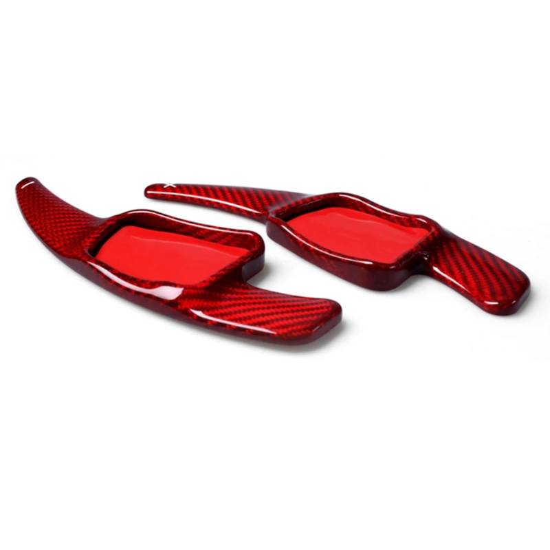 hivxwerm Shift Paddles Kompatibel Mit A3 A5 S3 S4 Q2 Q5 2017 Rote Carbonfaser-Verlängerungs-Schaltabdeckung Auto-Lenkrad-Controller Schalthebelverlängerung Schaltwippen Teile von hivxwerm